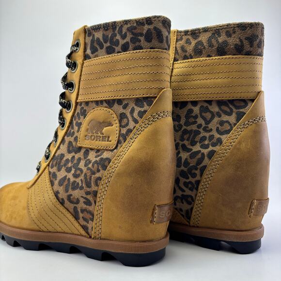 SOREL "Lexie" Brown/Tan/Leopard Waterproof Wedge Boots Womens Size 8 - Picture 7 of 12